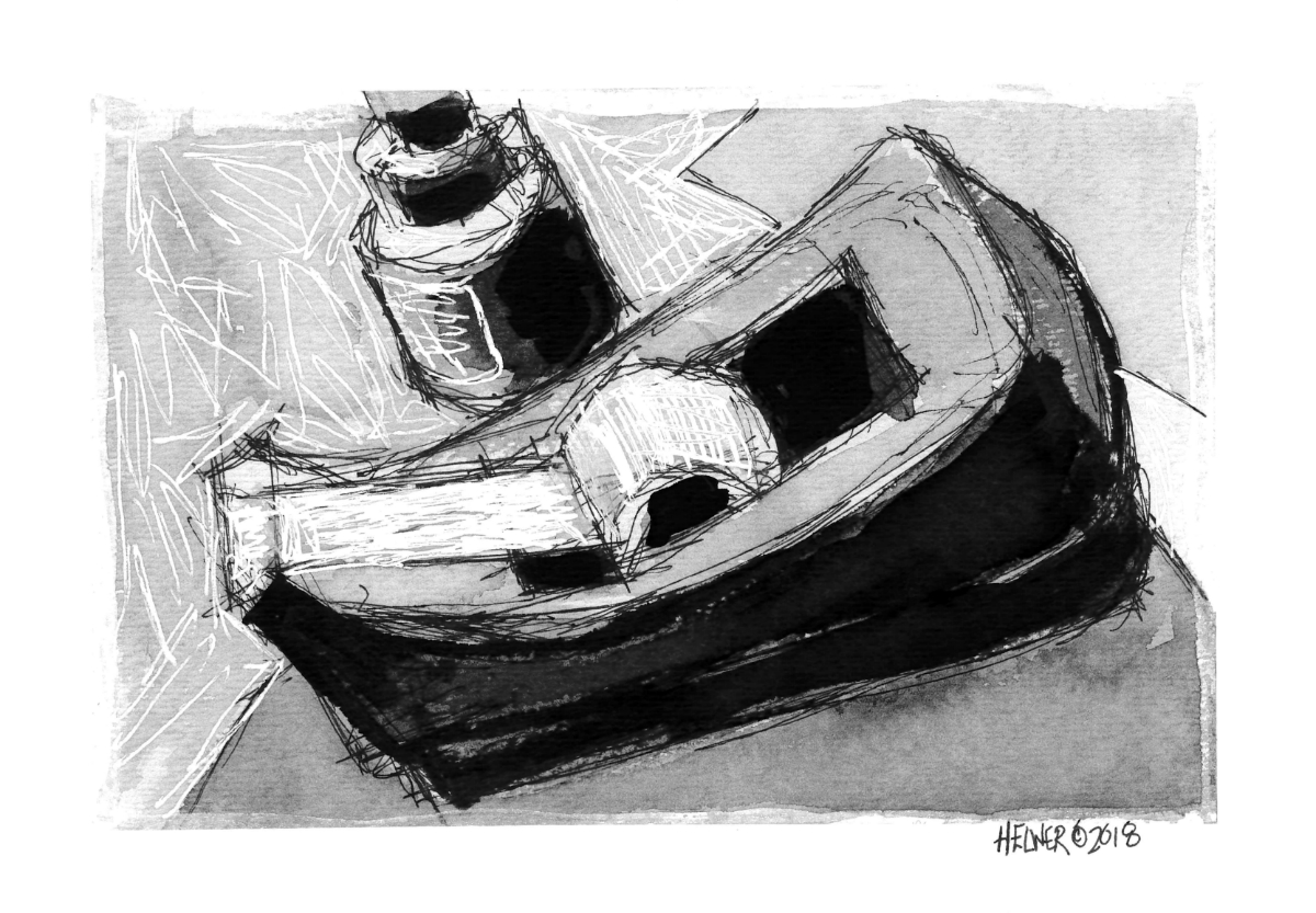 1200x833 Tape Dispenser And Ink Bottle. The Guy In The Library. - Ink Bottle Sketch