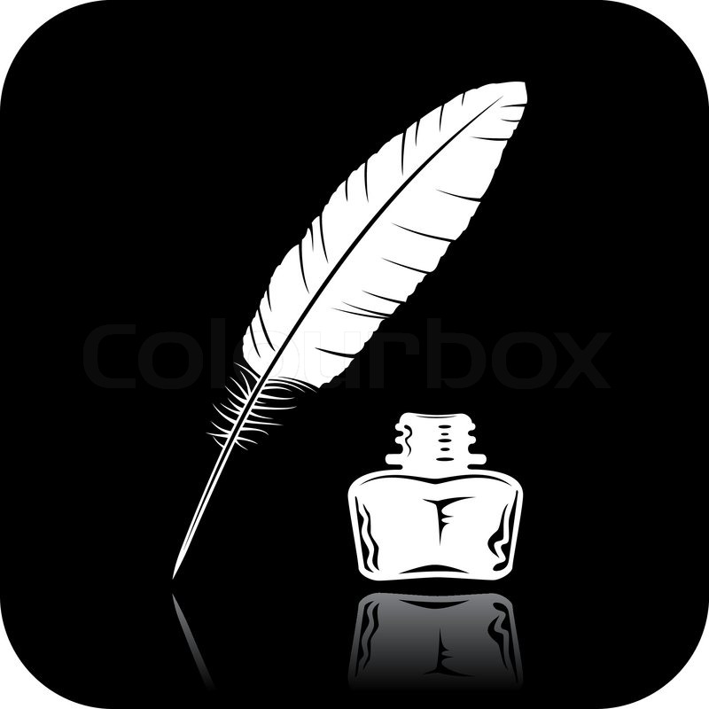 800x800 Vector Feather And Ink Bottle Icon Stock Vector Colourbox - Ink Bottle Sketch