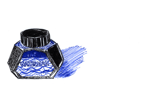 500x334 Ink Sketch Of Fountain Pen Ink Bottle Stephanie Asher - Ink Bottle Sketch