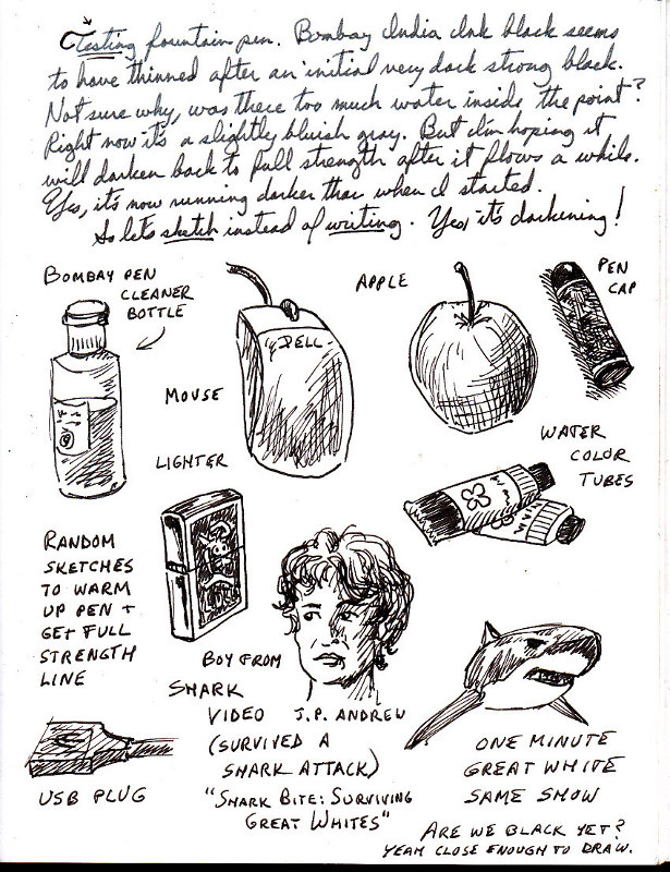 615x800 Fountain Pen Sketches - Ink Pen Sketch