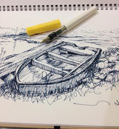 236x256 Pencil Sketch Of Sydney Harbor View. My Art My Work - Ink Pen Sketch