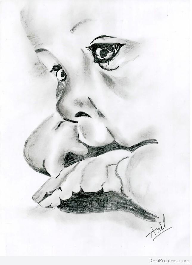 644x890 Pencil Sketch Of Innocent Baby - Innocent Sketch