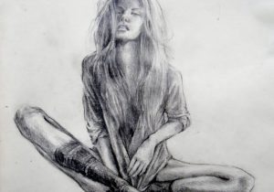 300x210 Inspirational Pencil Sketches Photos Pencil Sketches Sad Girl - Inspirational Sketches