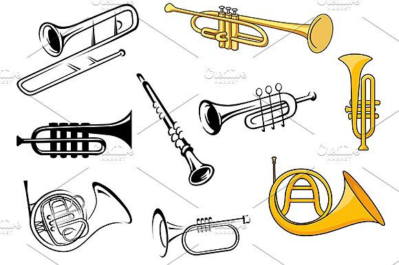 580x386 Wind Instruments In Sketches By Vector Tradition Sm On - Instrument Sketches