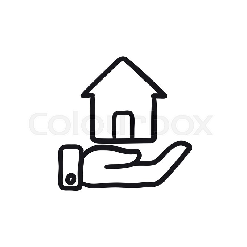 800x800 House Insurance Vector Sketch Icon Isolated On Background. Hand - Insurance Sketch