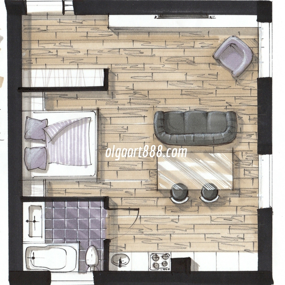 1000x1000 Interior Design Drawing With Markers My Video Courses, Book, Blog - Interior Design Sketches Tutorial