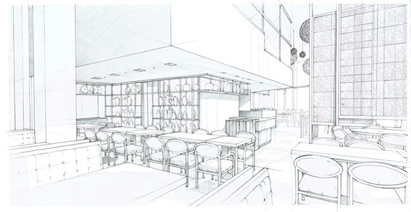 600x309 Interiors In Graphite Sketches On Behance - Interior Sketch