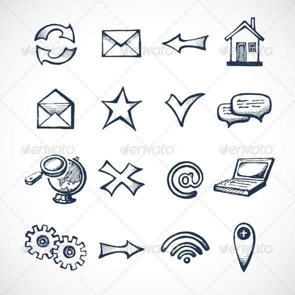 590x590 Internet Sketch Icons By Macrovector Graphicriver - Internet Sketch