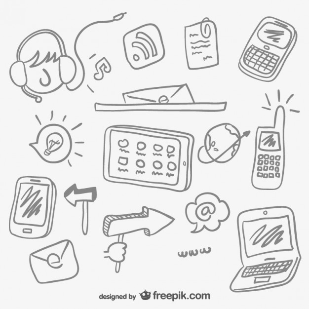 626x626 Internet Elements Sketches Vector Free Download - Internet Sketch