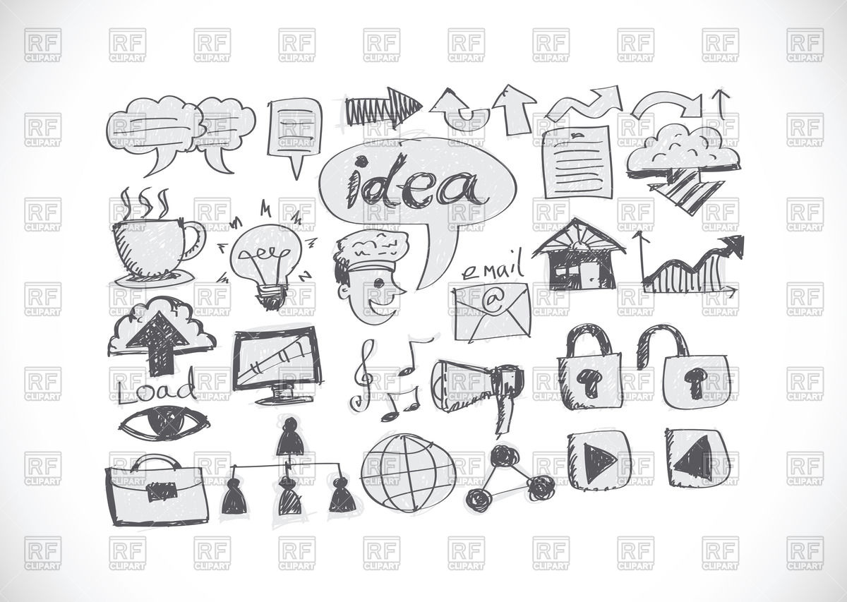 1200x853 Internet Icons In Sketch Style Vector Image Vector Artwork Of - Internet Sketch
