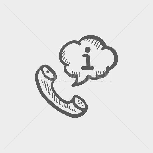 600x600 Talking By Phone Via Internet Sketch Icon Vector Illustration - Internet Sketch
