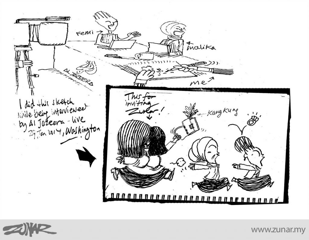 1024x795 Sketch On Al Jazeera Interview Zunar Cartoonist - Interview Sketch