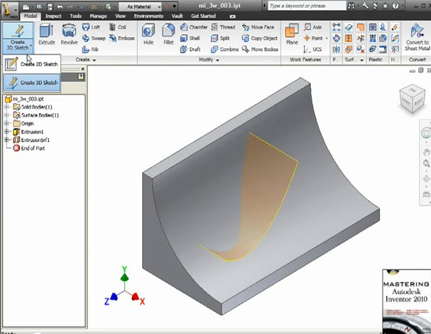 607x470 Creating 3d Sketch Intersection Curves From Autodesk Inventor - Inventor 3d Sketch