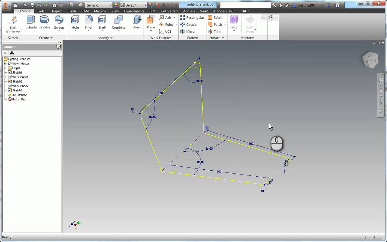 1280x800 Introduction To 3d Sketches - Inventor 3d Sketch