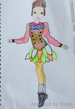 260x380 Irish Dancing Dress Design Drawn By Hepzi Topmodel - Irish Dance Sketch