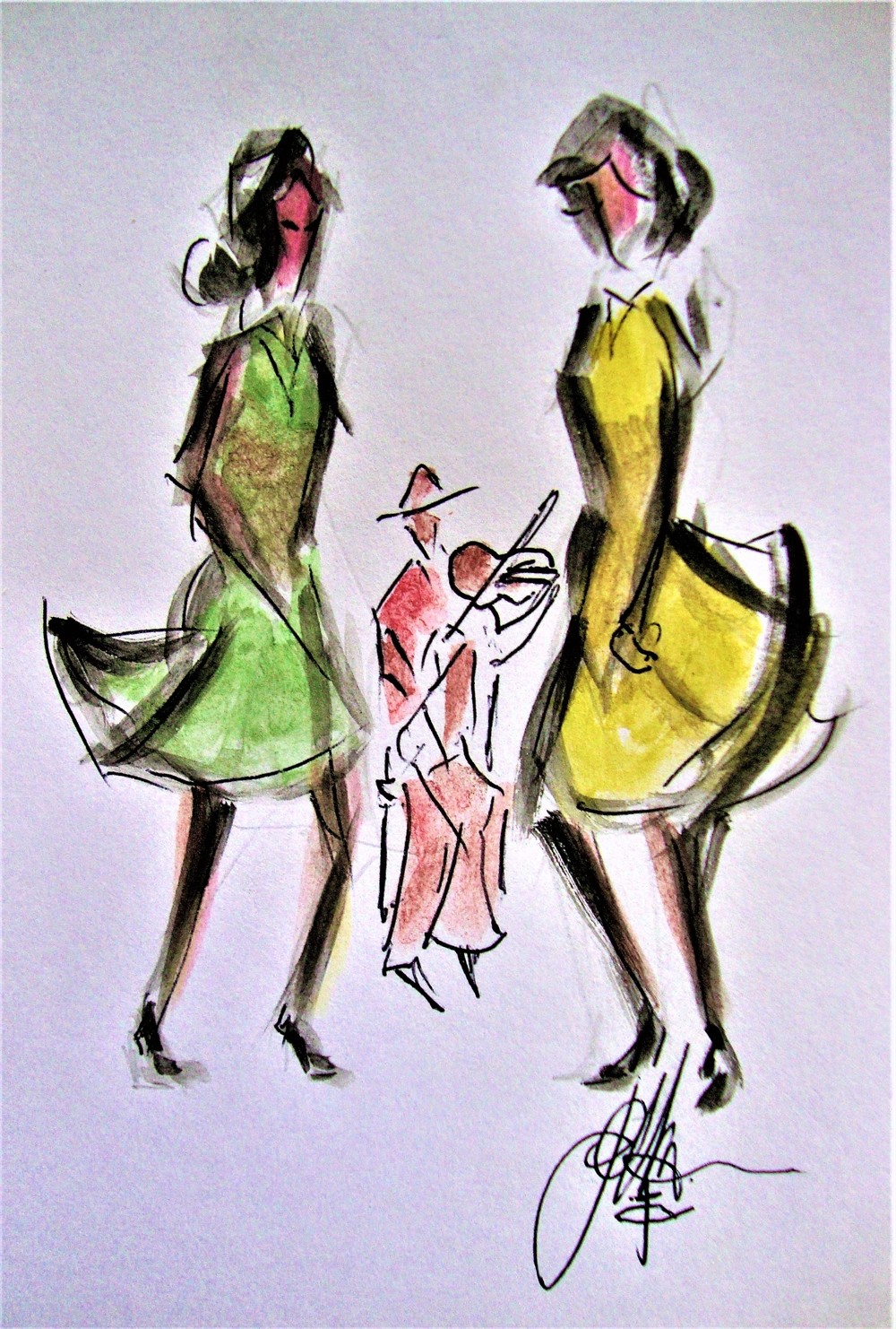 1000x1482 Two Girls Irish Dancing.. By Jim Morris - Irish Dance Sketch