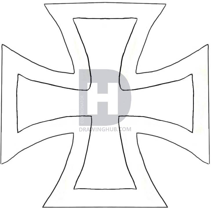 735x720 How To Draw An Iron Cross, Step By Step, Drawing Guide, By - Iron Cross Sketch