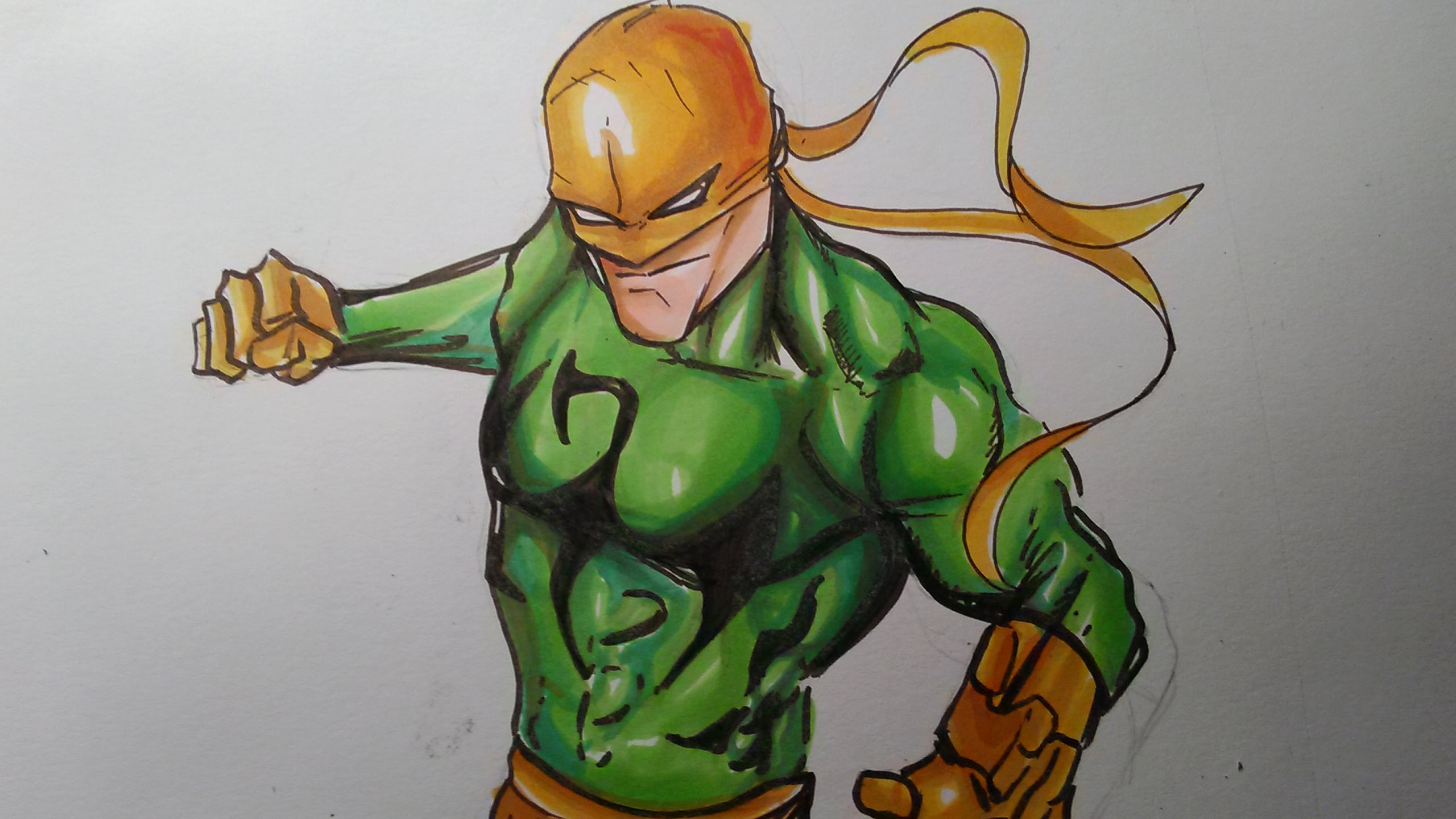 2560x1440 Iron Fist Marvel Comic Drawing - Iron Fist Sketch