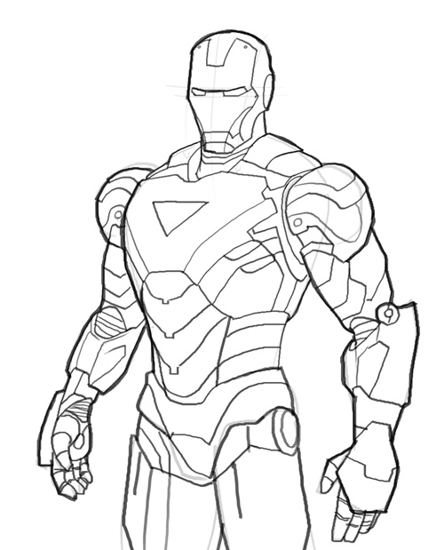 500x619 How To Draw Iron Man - Iron Man 3 Sketch
