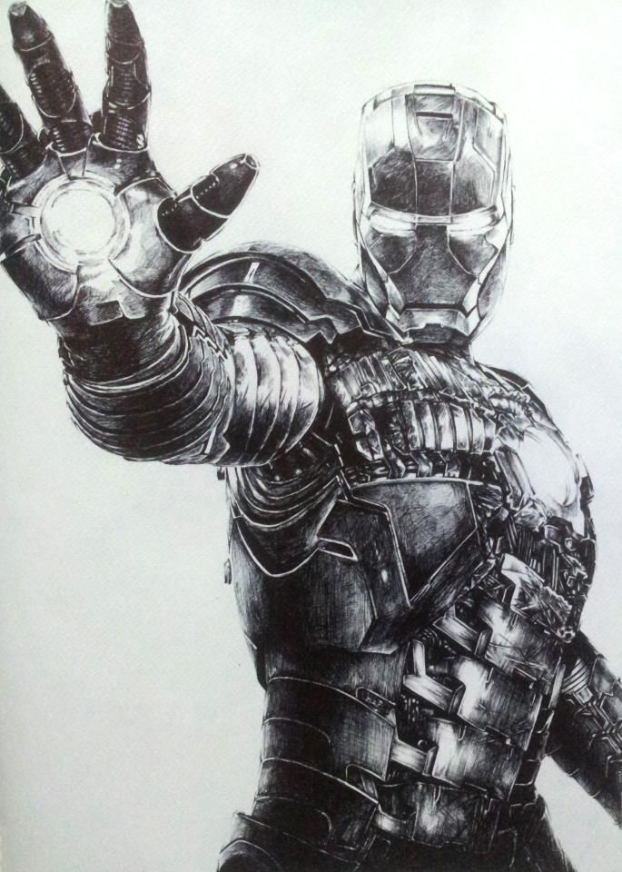 685x960 Pencil Drawing Of Iron Man - Iron Man 3 Sketch