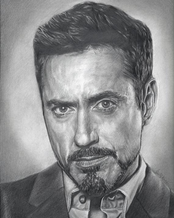 570x716 Drawing Print Of Robert Downey Jr. As Tony Stark In Iron Man 3 Etsy - Iron Man 3 Sketch