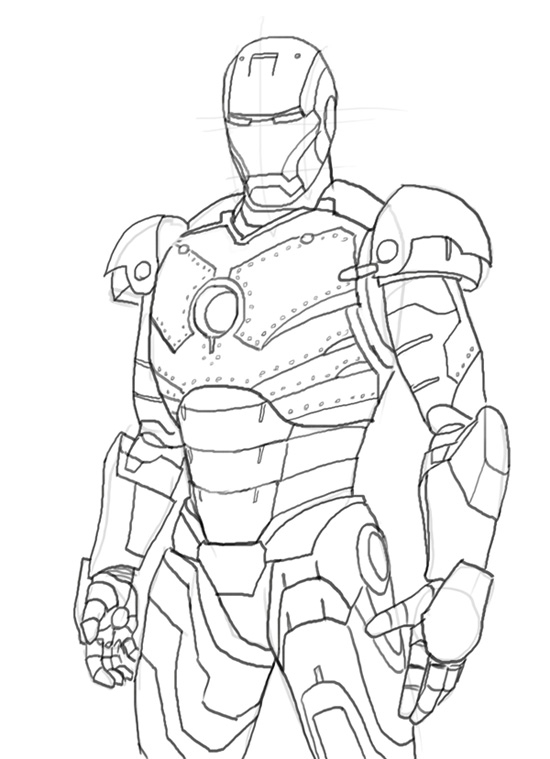 550x759 How To Draw Iron Man Mk 2 - Iron Man Easy Sketch