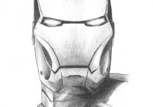 300x210 Iron Man Avengers Original Pencil Drawing Marvel T - Iron Man Face Sketch