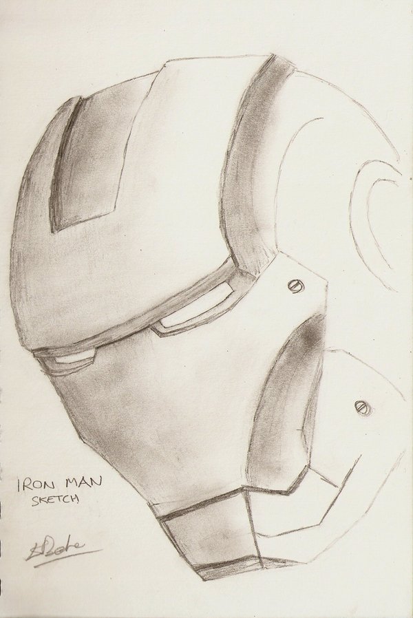 600x898 Iron Man Mask Sketch By Admiralserenity - Iron Man Face Sketch