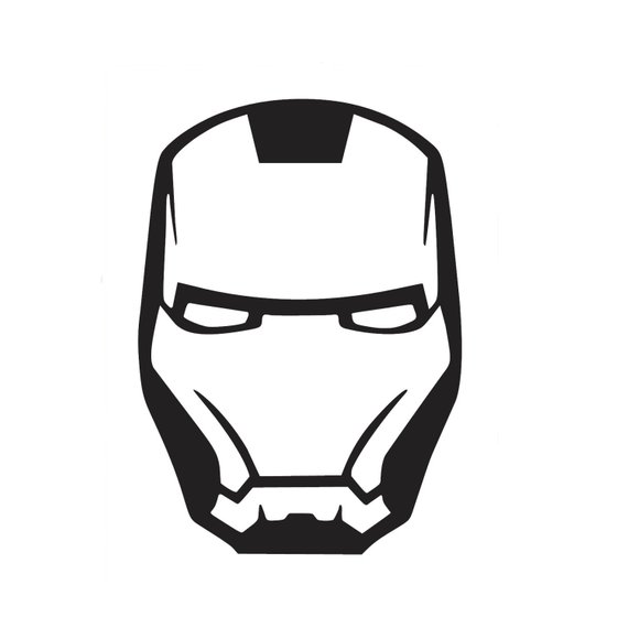 570x570 Iron Man Mask Vinyl Decal Etsy - Iron Man Face Sketch