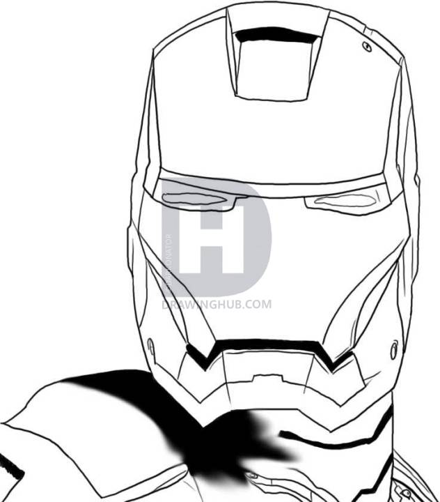 632x720 How To Draw Iron Man Mask, Step By Step, Drawing Guide, By - Iron Man Face Sketch
