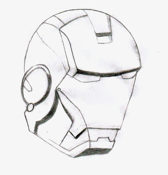 551x574 Iron Man Helmet Sketch By Captainfracktastic - Iron Man Mask Sketch