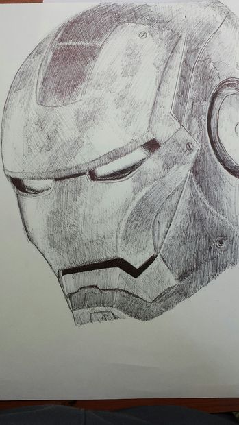349x620 Iron Man Pen Drawing 3 Steps - Iron Man Mask Sketch