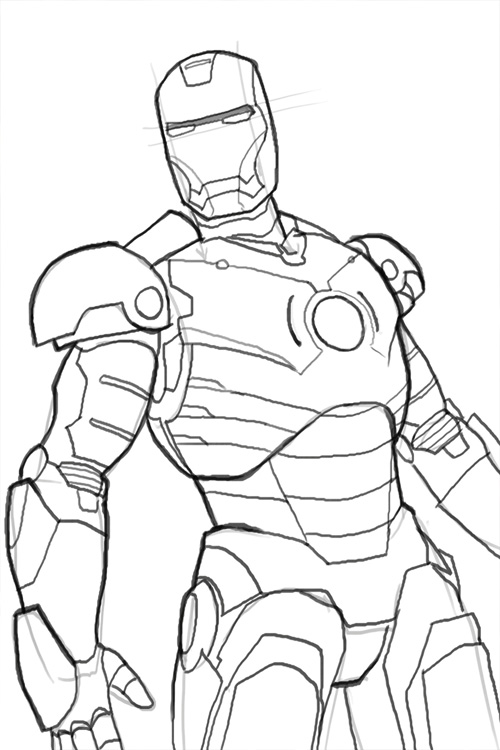 500x750 How To Draw Iron Man Mk 3 - Iron Man Suit Sketch