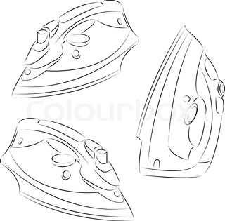 320x315 Hand Drawn, Sketch Illustration Of Steam Iron Stock Vector - Iron Sketch