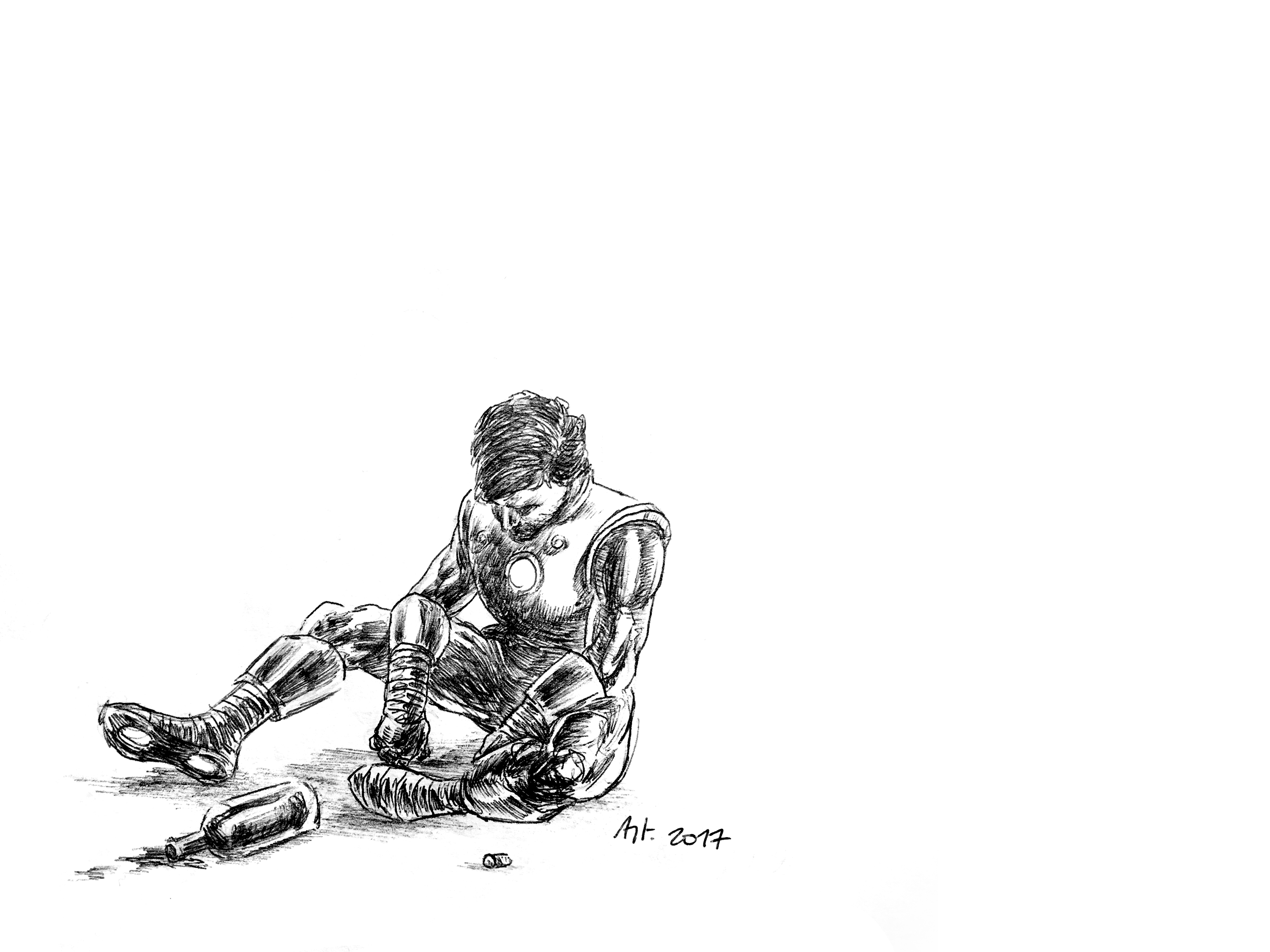 3264x2448 Oc] Iron Man Sketch Marvel - Iron Sketch