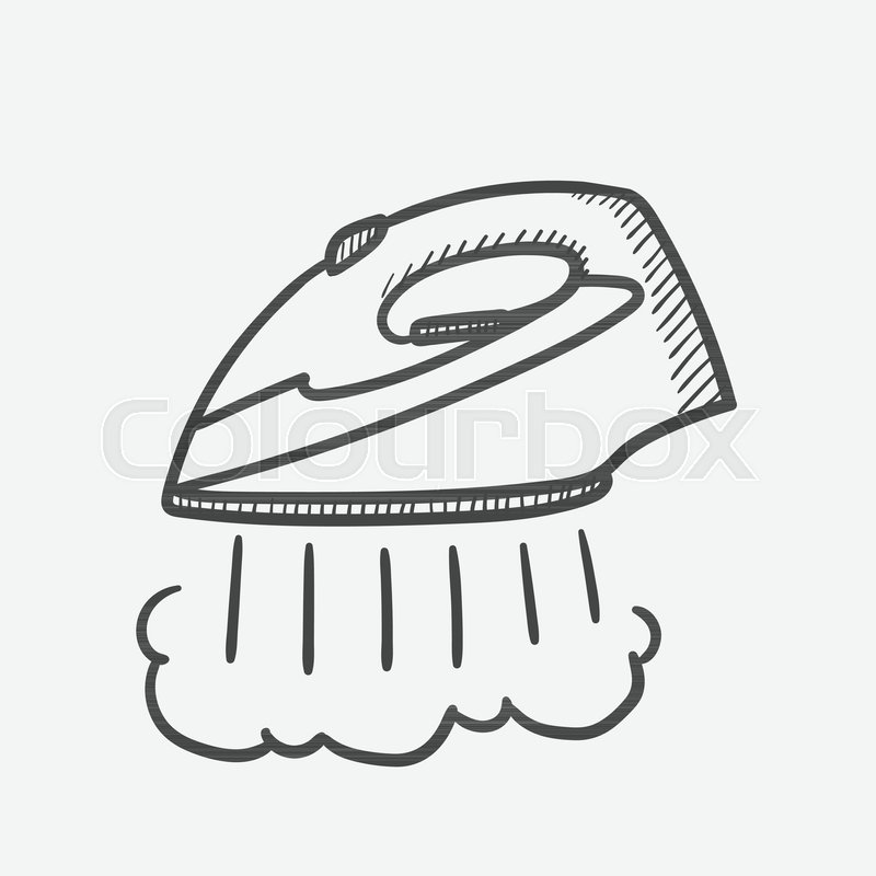 800x800 Vector Hand Drawn Modern Steam Iron Outline Doodle Icon. Modern - Iron Sketch