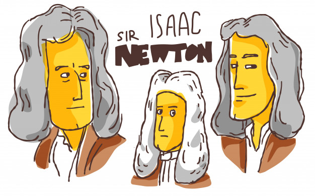 626x391 Isaac Newton In Yellow And Black Sketch Vector Premium Download - Isaac Newton Sketch