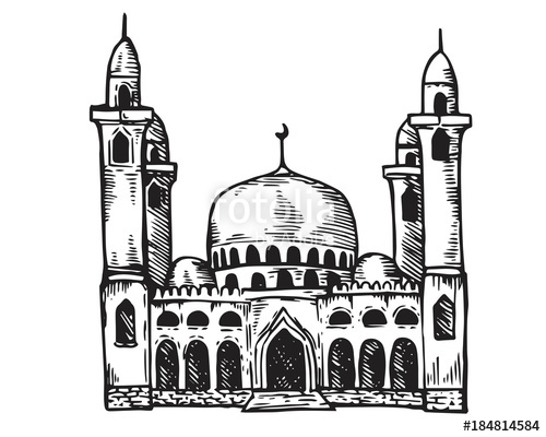 500x400 Vintage Hand Drawing Islamic Mosque Sketch Building Stock Image - Islamic Sketches