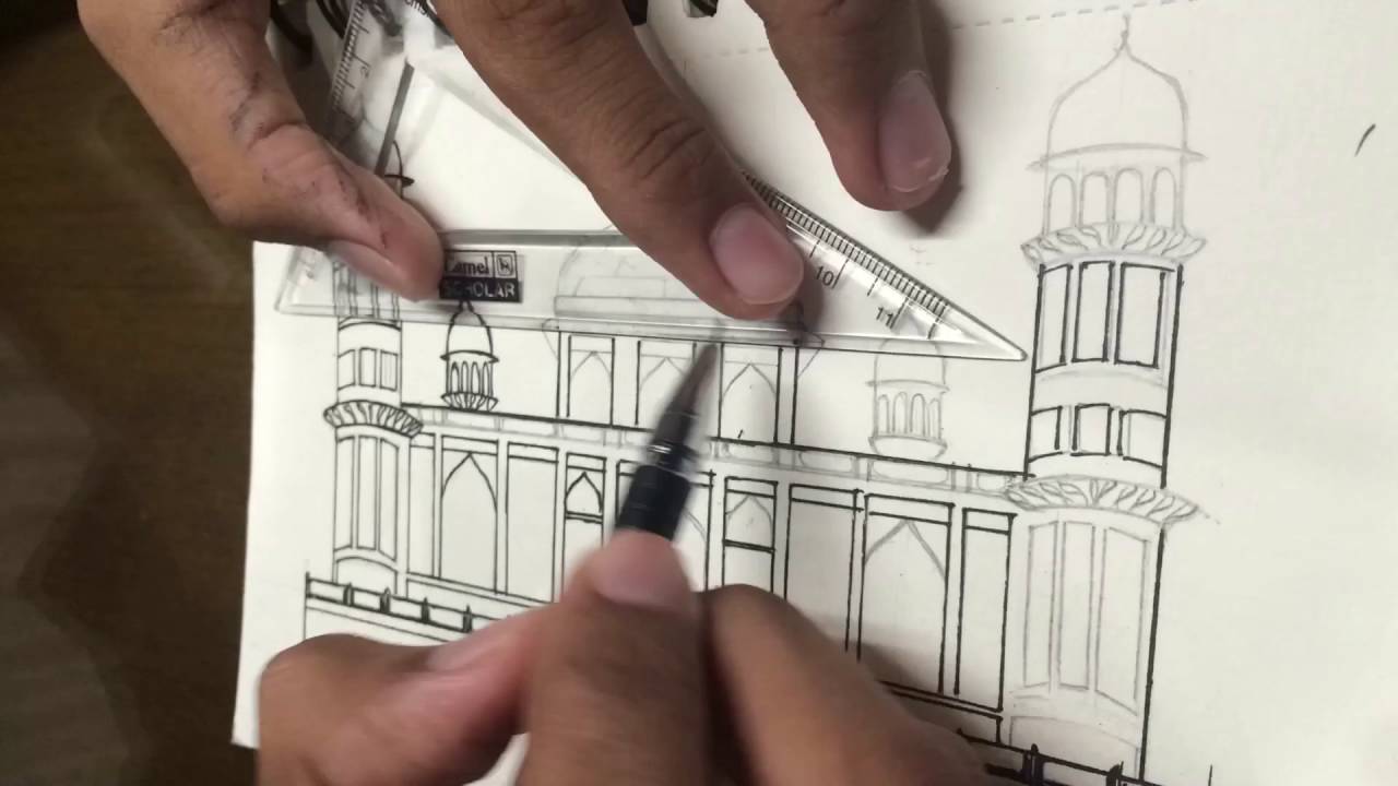 1280x720 Architectural Sketches! Front Elevation Of An Islamic Architecture - Islamic Sketches