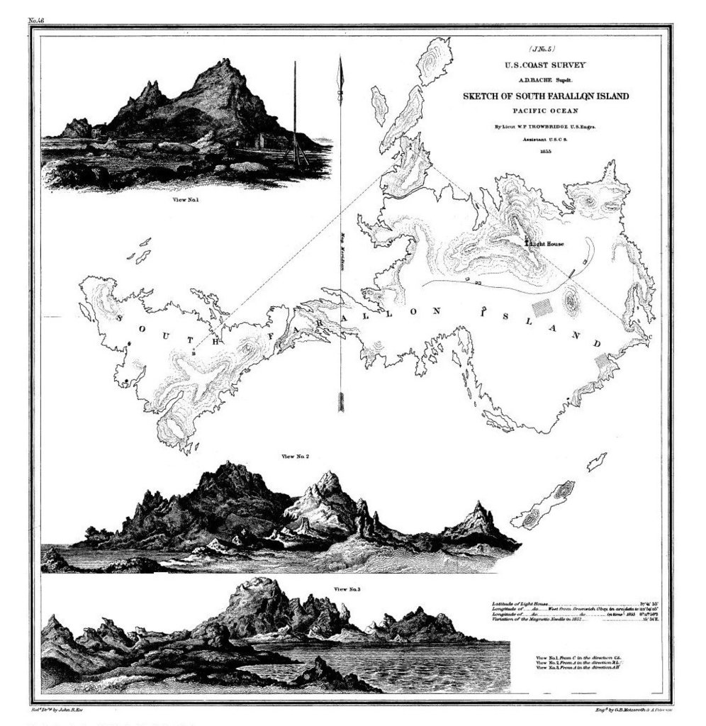 996x1024 Print Of Sketch Of South Farallon Island, Pacific Ocean Poster On - Island Sketch