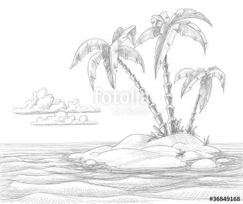 500x419 Tropical Island Vector Sketch Stock Image And Royalty Free Vector - Island Sketch
