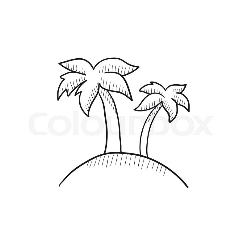 800x800 Two Palm Trees On Island Vector Sketch Icon Isolated On Background - Island Sketch
