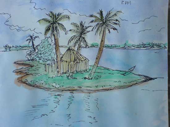 550x413 Island In The Back Waters Of Kerala Sketch Book Urban Sketchers Mt - Island Sketch