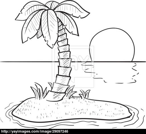 512x472 Desert Island Vector Sketch Vector - Island Sketch