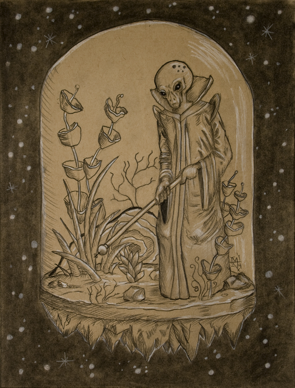 1000x1314 Cosmic Isolation Sketch Mark Rogers Art - Isolation Sketch