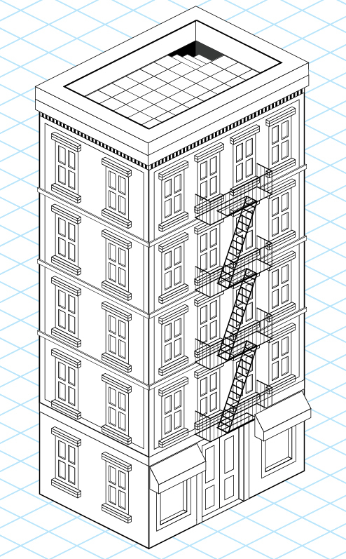 494x797 How To Create A Detailed Isometric Building In Adobe Illustrator - Isometric House Sketch