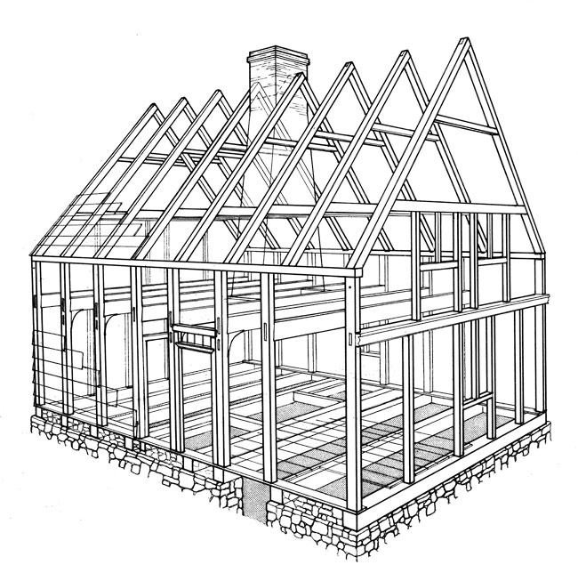 650x644 Drawn House House Frame - Isometric House Sketch