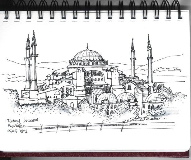 614x515 Pin By Art E. Mess On Hagia Sofia Sketches, Drawings - Istanbul Sketch