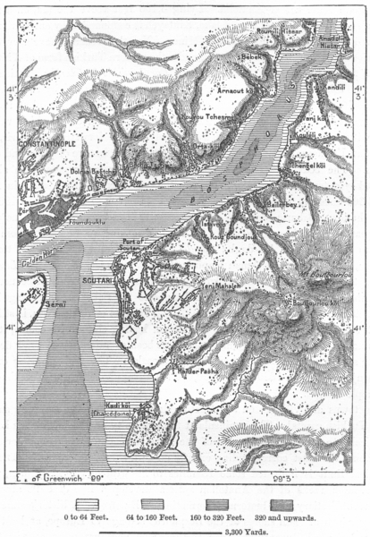 414x600 Turkey. Asiatic Suburbs Of Istanbul Sketch Map C1885 Old Antique Chart - Istanbul Sketch