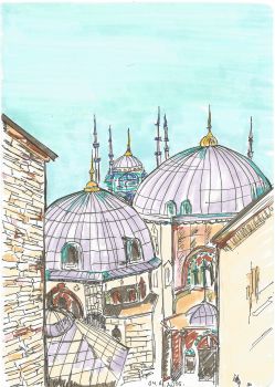 249x350 Artfido Buy Art Online Sketch On Paper. Istanbul View. City - Istanbul Sketch